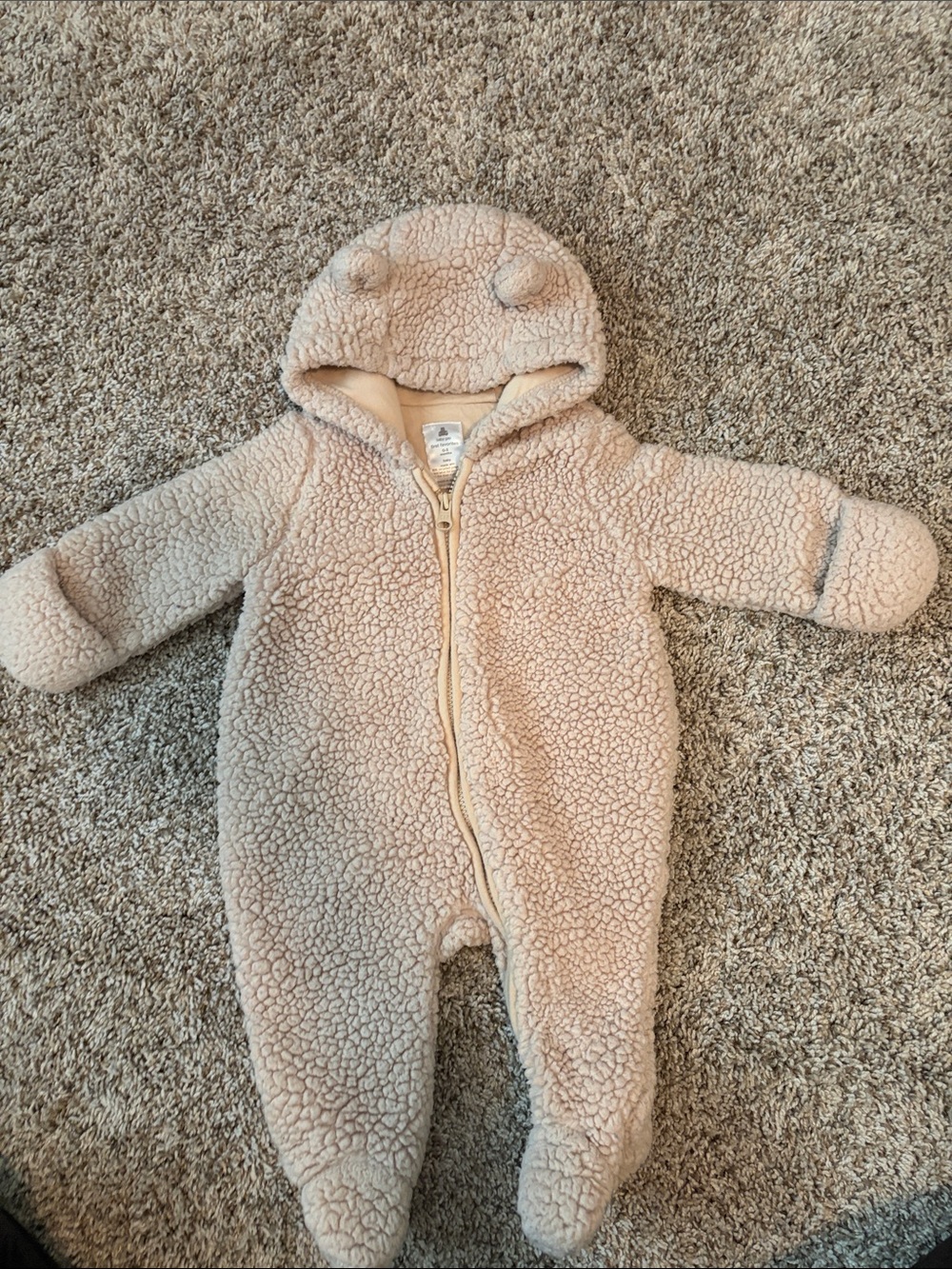 Cozy Teddy Sherpa One-Piece in Cream with Hood